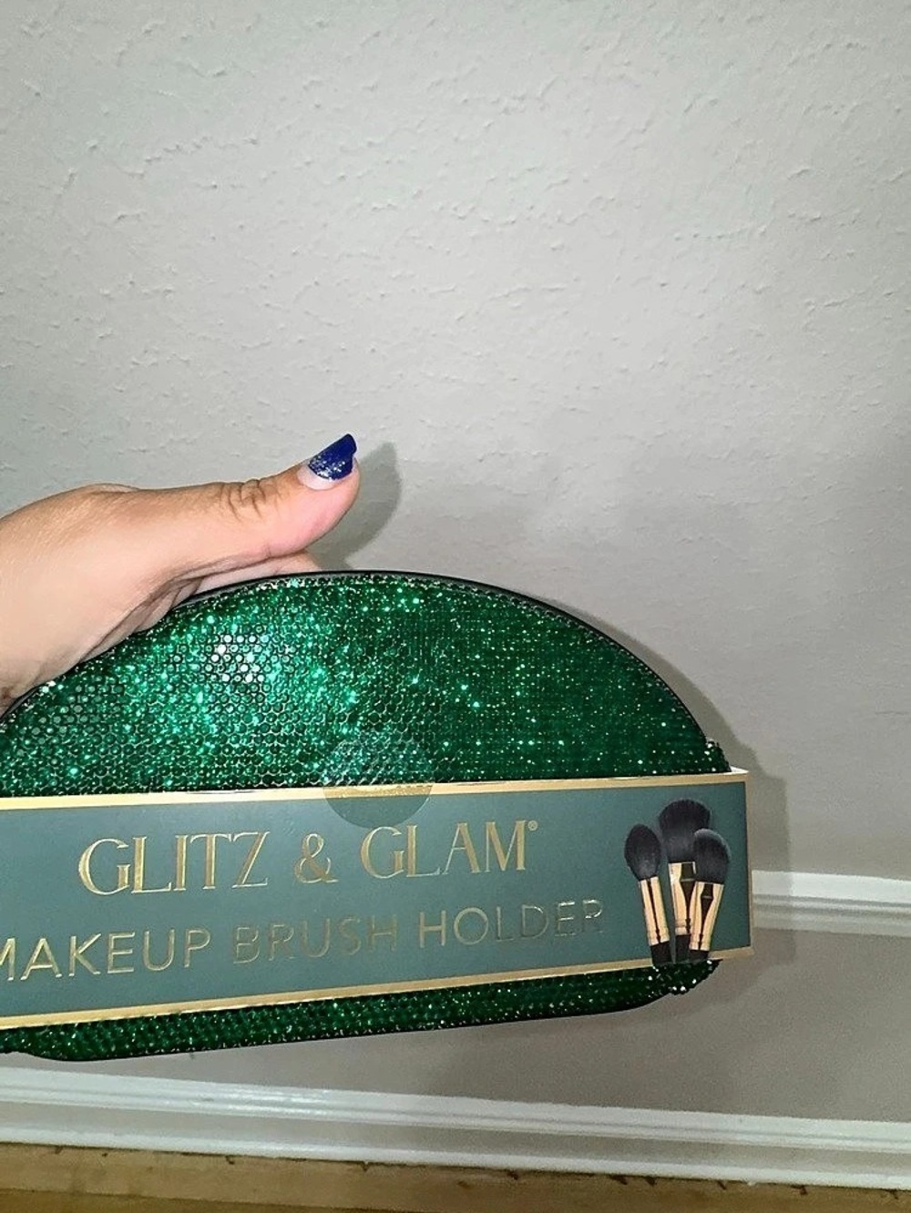 Glitz & Glam Half Moon Makeup Brush Holder Green